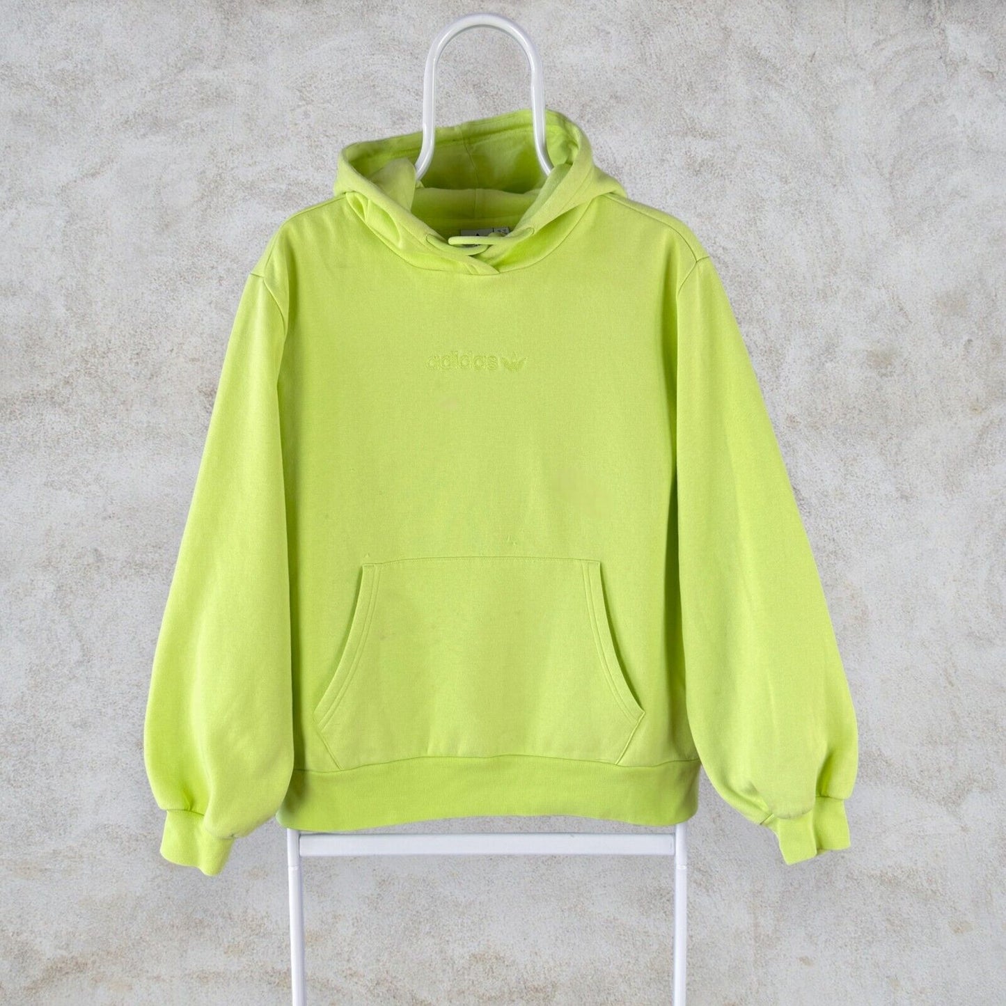 Adidas Originals Green Hoodie Embroidered Centre Logo Neon Womens UK 10 Small
