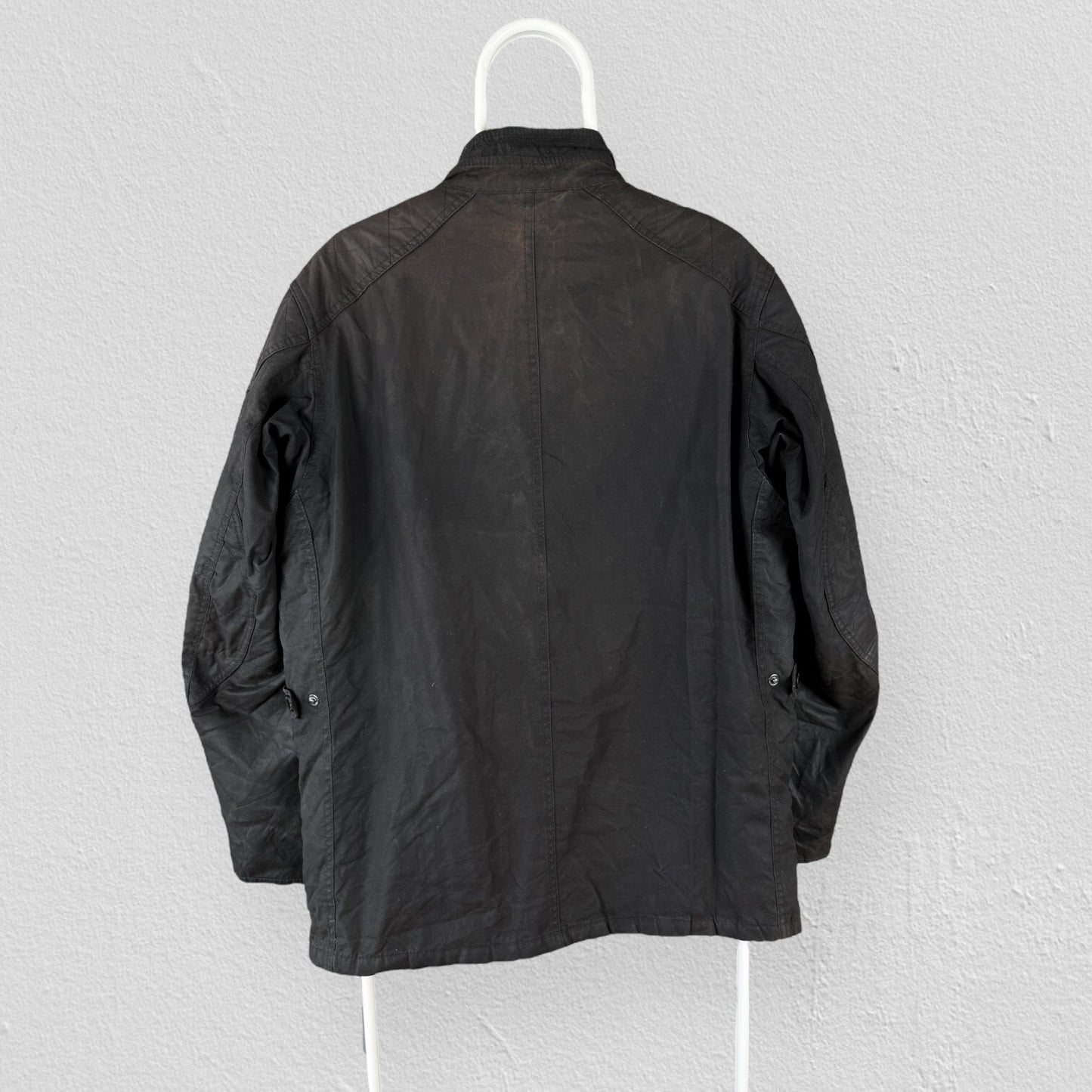Barbour International Gauge Wax Jacket Quilted Biker Black Mens XL