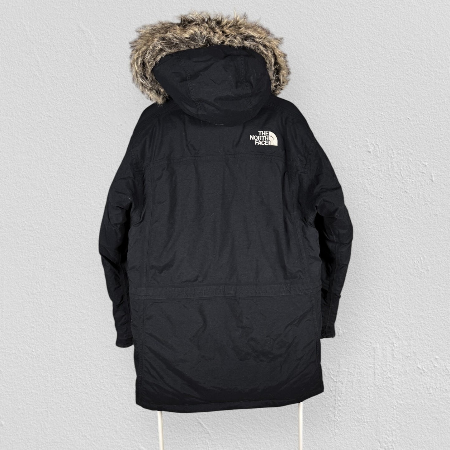 The North Face Black Hyvent Puffer Down Fill Parka Jacket Fur Hood Mens Small