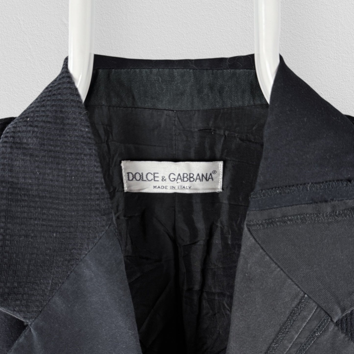 Dolce & Gabbana Black Linen Blazer Jacket Patchwork Womens IT46