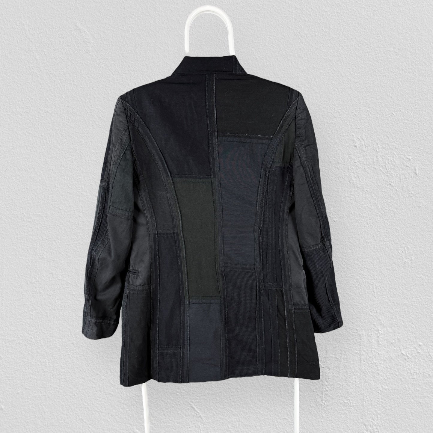 Dolce & Gabbana Black Linen Blazer Jacket Patchwork Womens IT46