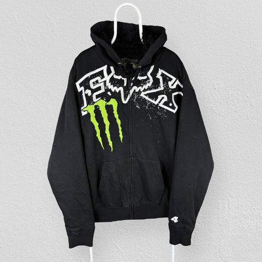 Fox Racing Monster Black Hoodie Fur Lined Collaboration Ricky Carmichael Men XXL